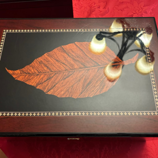 The Deauville Tobacco Leaf Inlay Humidor